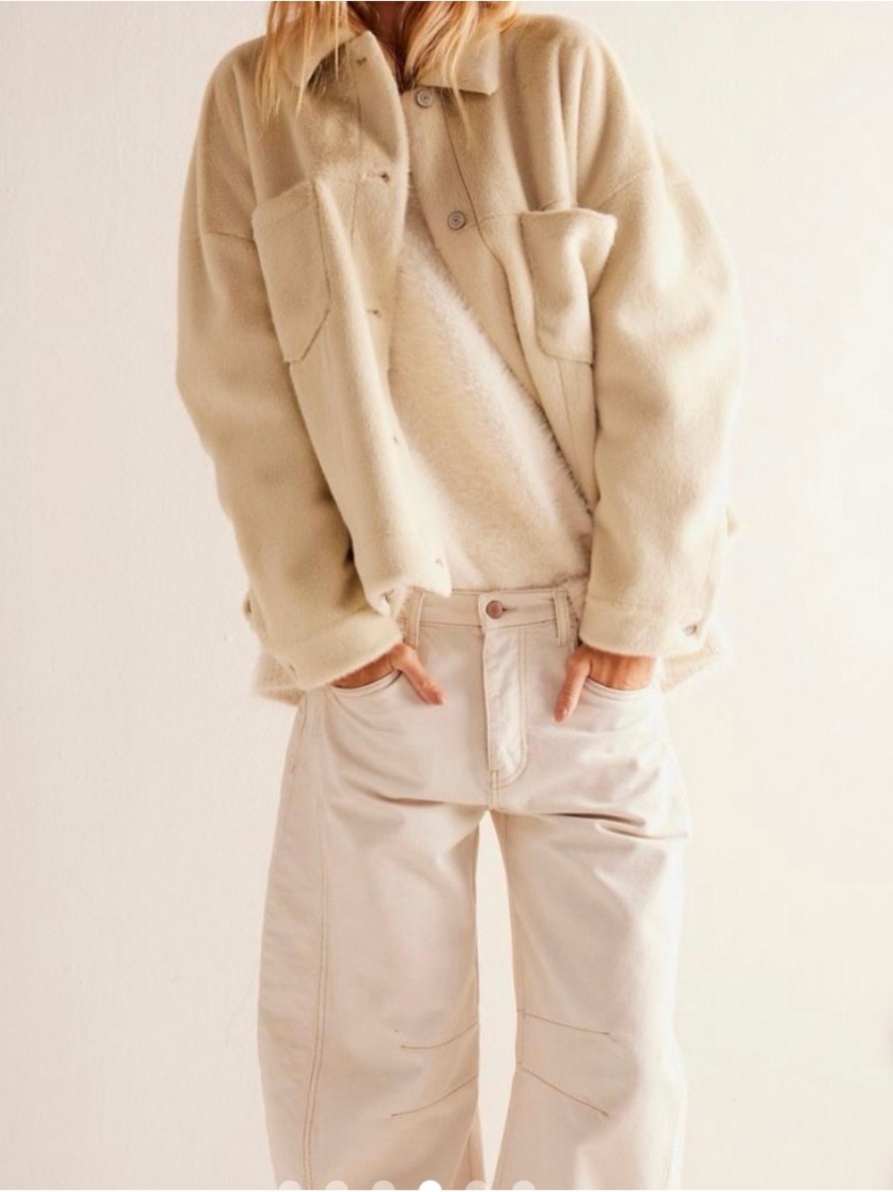 Free People We The Free Cream Teddy Shacket Jacket